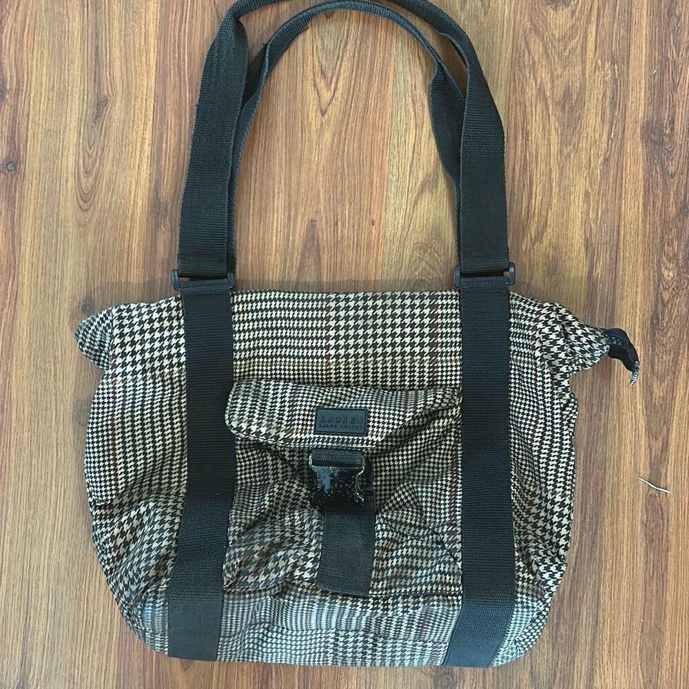 Lauren Ralph Lauren Brown herringbone pattern tote bag purse medium